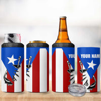 Puerto Rico Fishing 4 in 1 Can Cooler Tumbler Fish Hook Flag PR Custom Name - Wonder Print Shop
