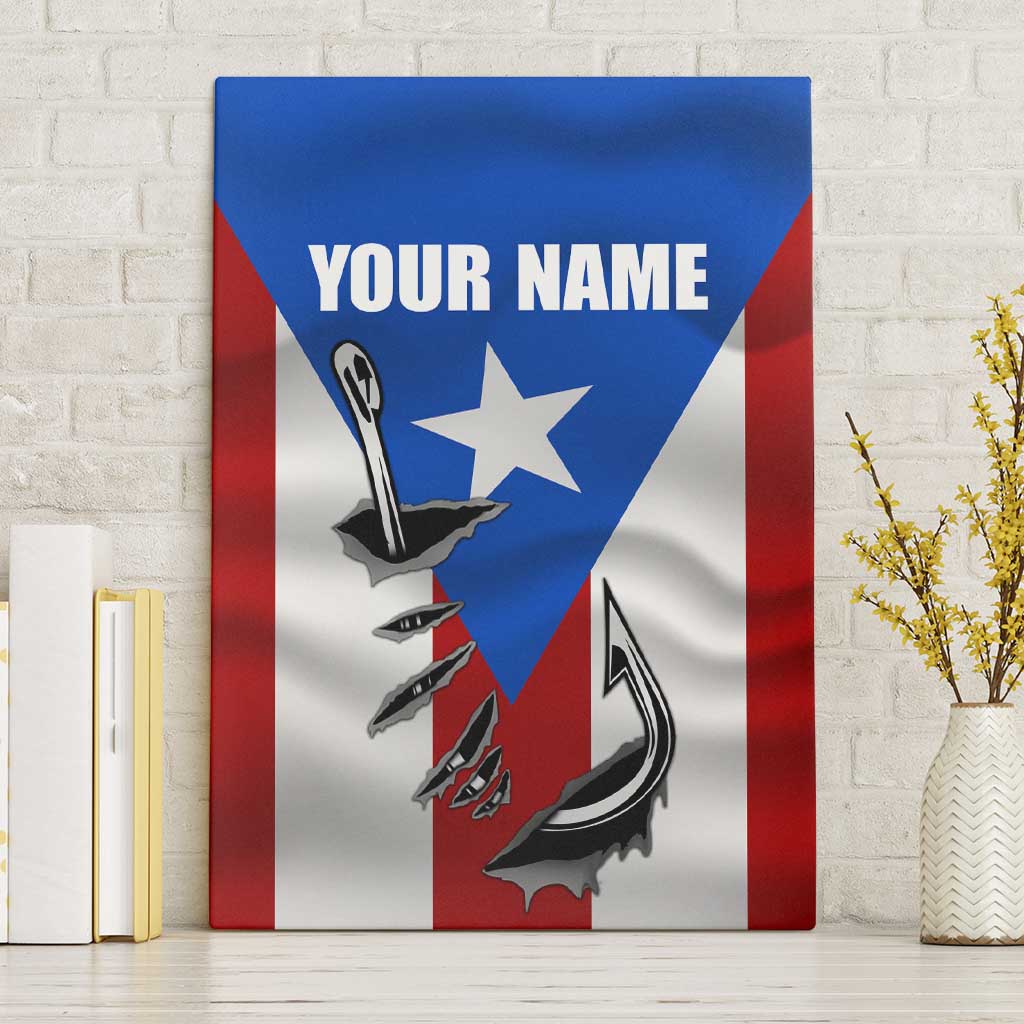 Puerto Rico Fishing Canvas Wall Art Fish Hook Flag PR Custom Name - Wonder Print Shop