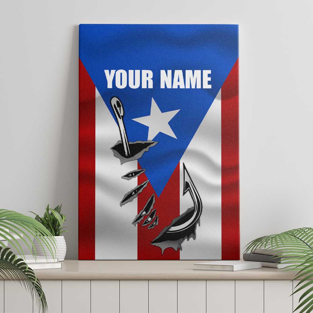 Puerto Rico Fishing Canvas Wall Art Fish Hook Flag PR Custom Name - Wonder Print Shop