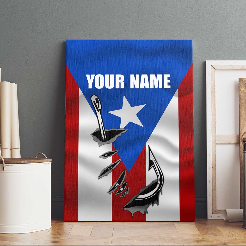 Puerto Rico Fishing Canvas Wall Art Fish Hook Flag PR Custom Name - Wonder Print Shop