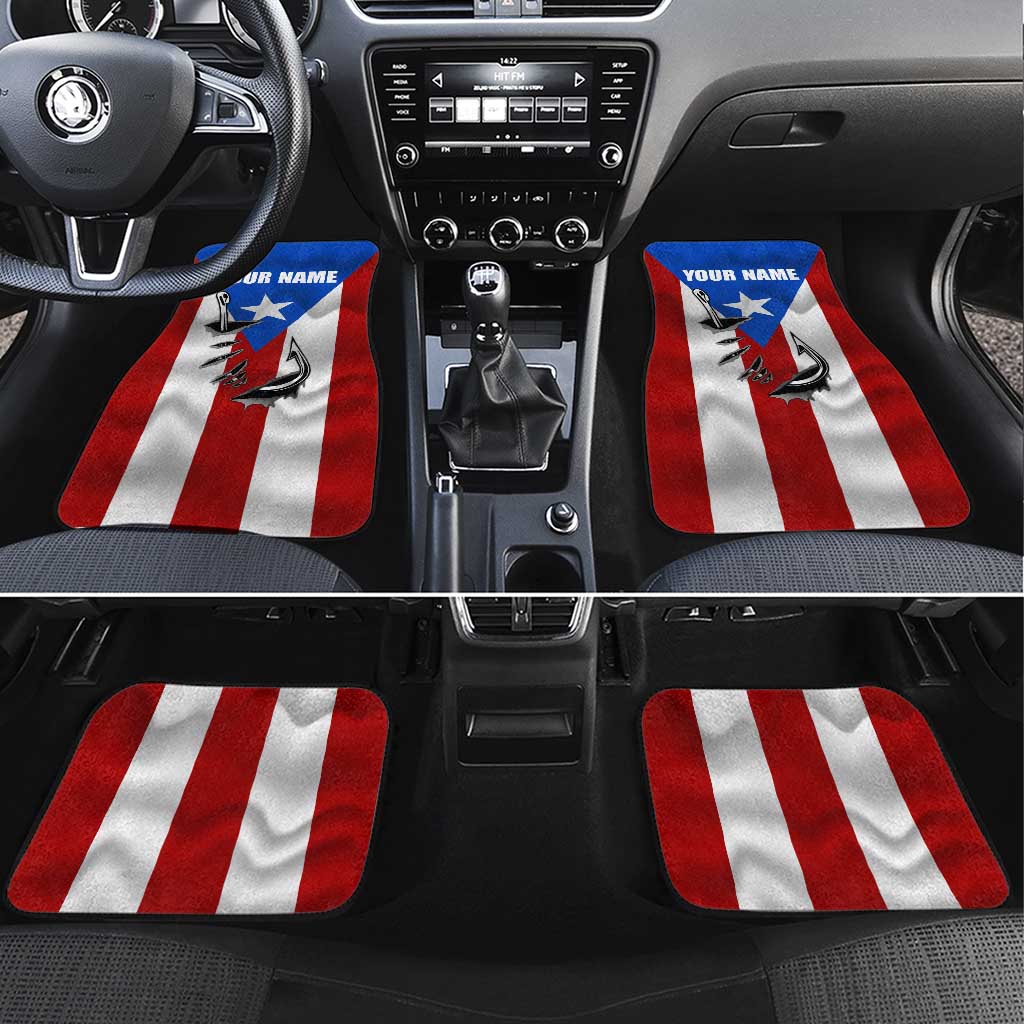 Puerto Rico Fishing Car Mats Fish Hook Flag PR Custom Name - Wonder Print Shop