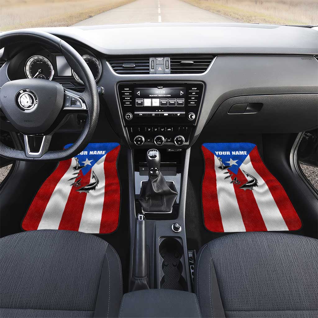 Puerto Rico Fishing Car Mats Fish Hook Flag PR Custom Name - Wonder Print Shop