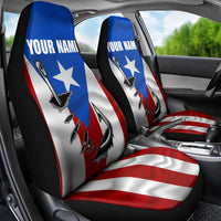 Puerto Rico Fishing Car Seat Cover Fish Hook Flag PR Custom Name - Wonder Print Shop