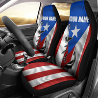 Puerto Rico Fishing Car Seat Cover Fish Hook Flag PR Custom Name - Wonder Print Shop