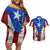 Puerto Rico Fishing Couples Matching Off Shoulder Short Dress and Hawaiian Shirt Fish Hook Flag PR Custom Name - Wonder Print Shop