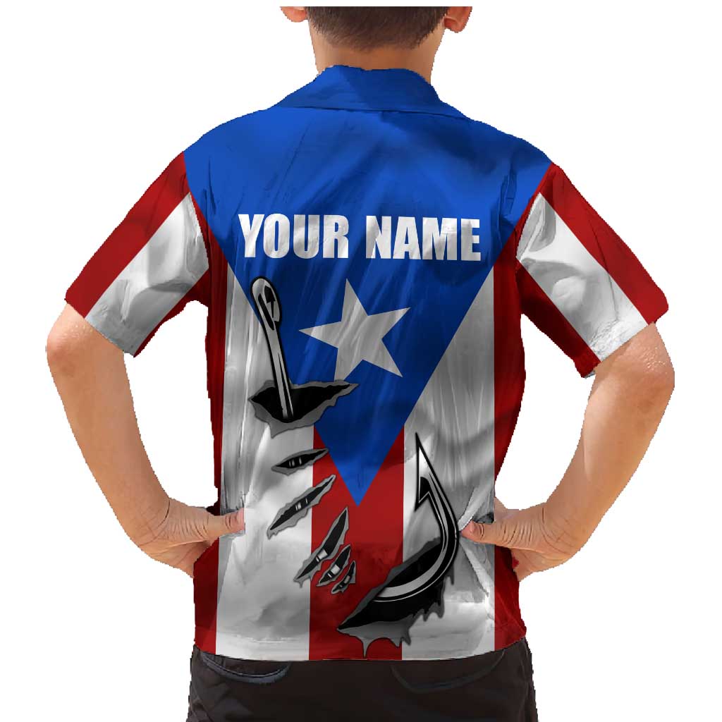 Puerto Rico Fishing Family Matching Mermaid Dress and Hawaiian Shirt Fish Hook Flag PR Custom Name - Wonder Print Shop