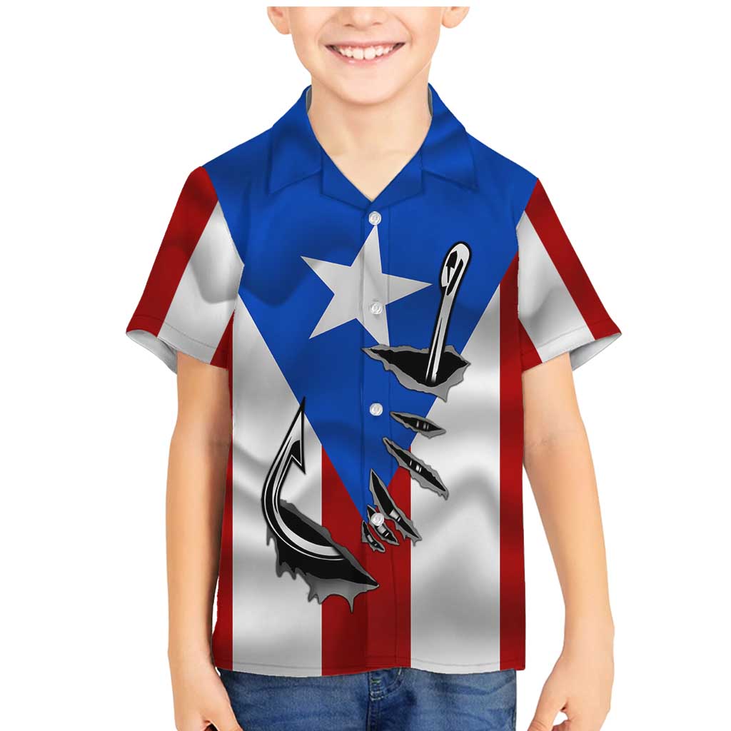 Puerto Rico Fishing Family Matching Mermaid Dress and Hawaiian Shirt Fish Hook Flag PR Custom Name - Wonder Print Shop