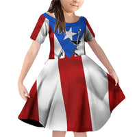 Puerto Rico Fishing Family Matching Off Shoulder Short Dress and Hawaiian Shirt Fish Hook Flag PR Custom Name - Wonder Print Shop