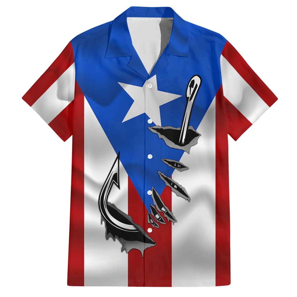Puerto Rico Fishing Family Matching Puletasi and Hawaiian Shirt Fish Hook Flag PR Custom Name - Wonder Print Shop