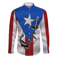 Puerto Rico Fishing Family Matching Puletasi and Hawaiian Shirt Fish Hook Flag PR Custom Name - Wonder Print Shop