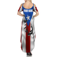 Puerto Rico Fishing Family Matching Summer Maxi Dress and Hawaiian Shirt Fish Hook Flag PR Custom Name - Wonder Print Shop