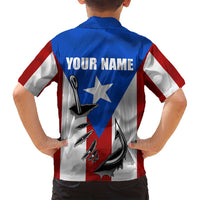 Puerto Rico Fishing Family Matching Tank Maxi Dress and Hawaiian Shirt Fish Hook Flag PR Custom Name - Wonder Print Shop