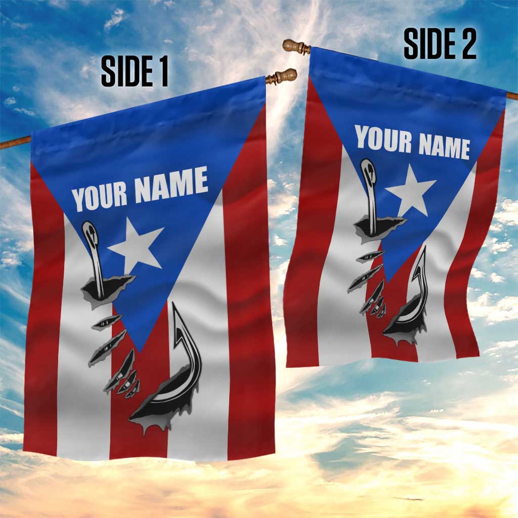 Puerto Rico Fishing Garden Flag Fish Hook Flag PR Custom Name - Wonder Print Shop