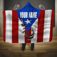 Puerto Rico Fishing Hooded Blanket Fish Hook Flag PR Custom Name - Wonder Print Shop