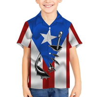 Puerto Rico Fishing Kid Hawaiian Shirt Fish Hook Flag PR Custom Name - Wonder Print Shop