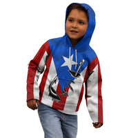 Puerto Rico Fishing Kid Hoodie Fish Hook Flag PR Custom Name - Wonder Print Shop