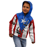 Puerto Rico Fishing Kid Hoodie Fish Hook Flag PR Custom Name - Wonder Print Shop