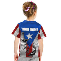Puerto Rico Fishing Kid T Shirt Fish Hook Flag PR Custom Name - Wonder Print Shop