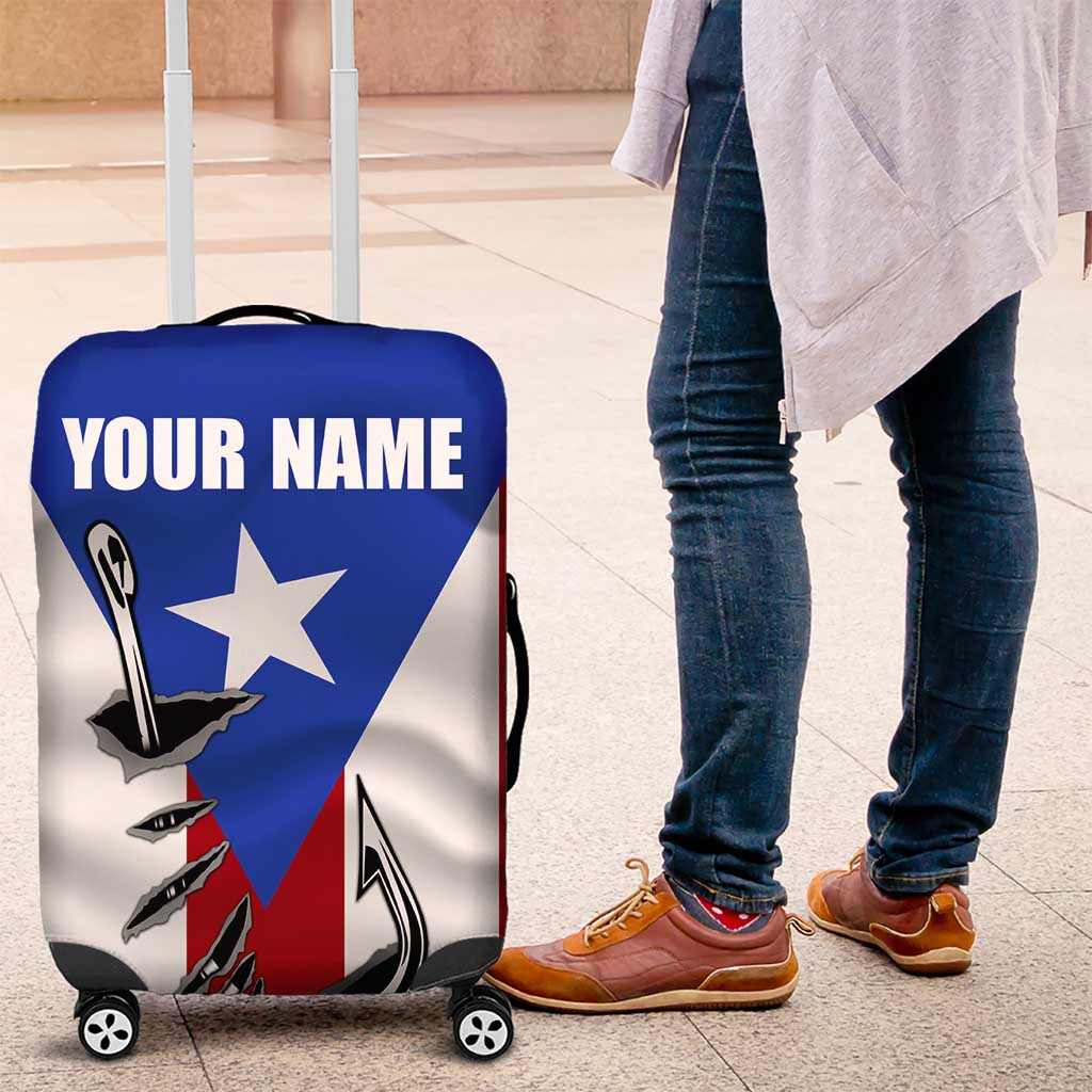 Puerto Rico Fishing Luggage Cover Fish Hook Flag PR Custom Name - Wonder Print Shop