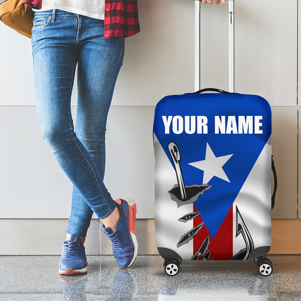 Puerto Rico Fishing Luggage Cover Fish Hook Flag PR Custom Name - Wonder Print Shop