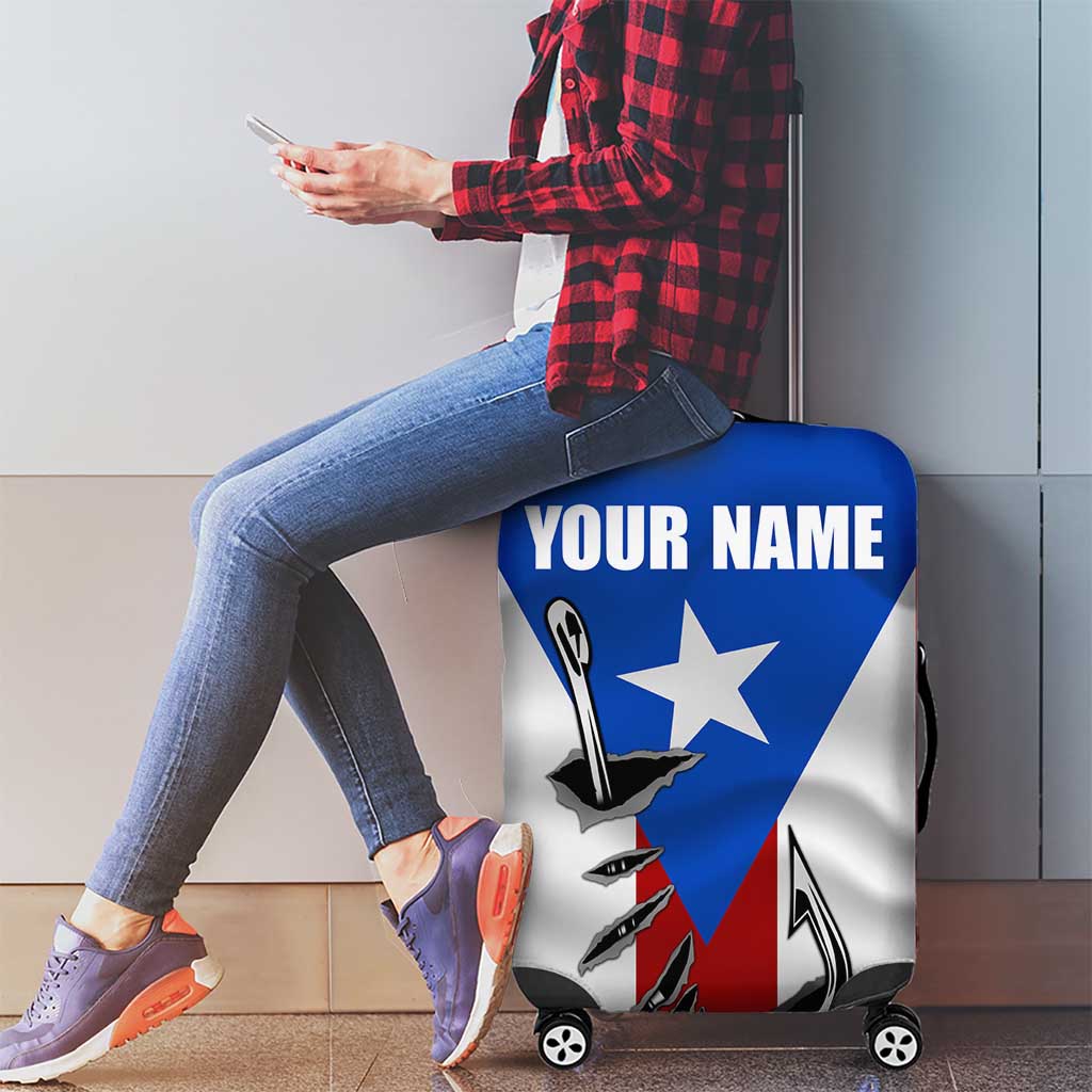 Puerto Rico Fishing Luggage Cover Fish Hook Flag PR Custom Name - Wonder Print Shop