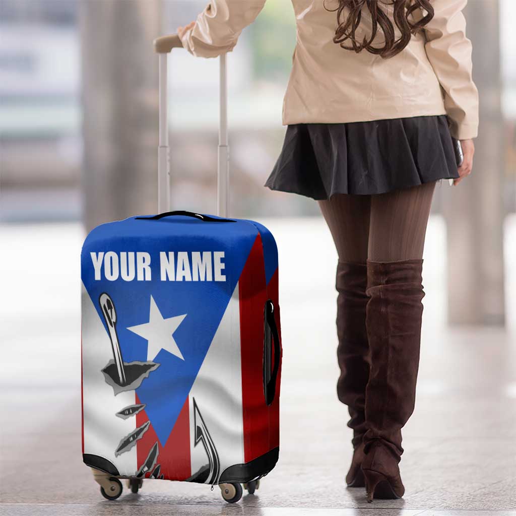 Puerto Rico Fishing Luggage Cover Fish Hook Flag PR Custom Name - Wonder Print Shop