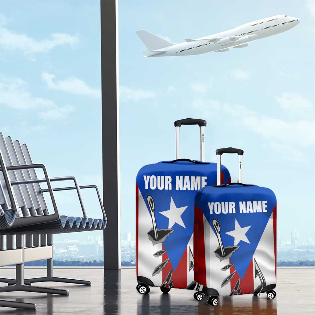 Puerto Rico Fishing Luggage Cover Fish Hook Flag PR Custom Name - Wonder Print Shop