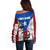 Puerto Rico Fishing Off Shoulder Sweater Fish Hook Flag PR Custom Name - Wonder Print Shop