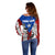 Puerto Rico Fishing Off Shoulder Sweater Fish Hook Flag PR Custom Name - Wonder Print Shop