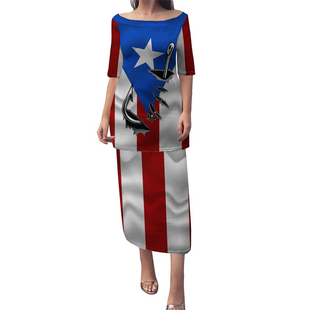 Puerto Rico Fishing Puletasi Fish Hook Flag PR Custom Name - Wonder Print Shop