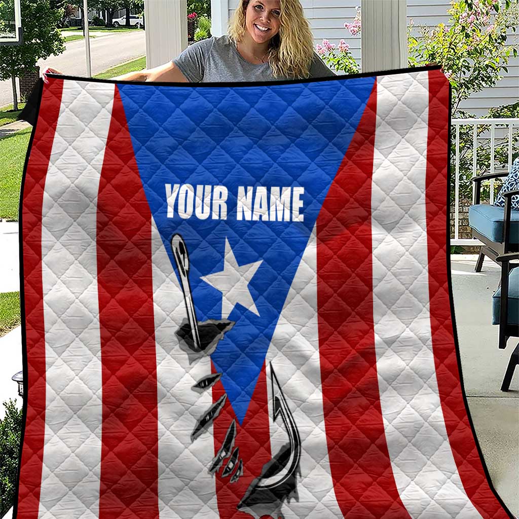 Puerto Rico Fishing Quilt Fish Hook Flag PR Custom Name - Wonder Print Shop