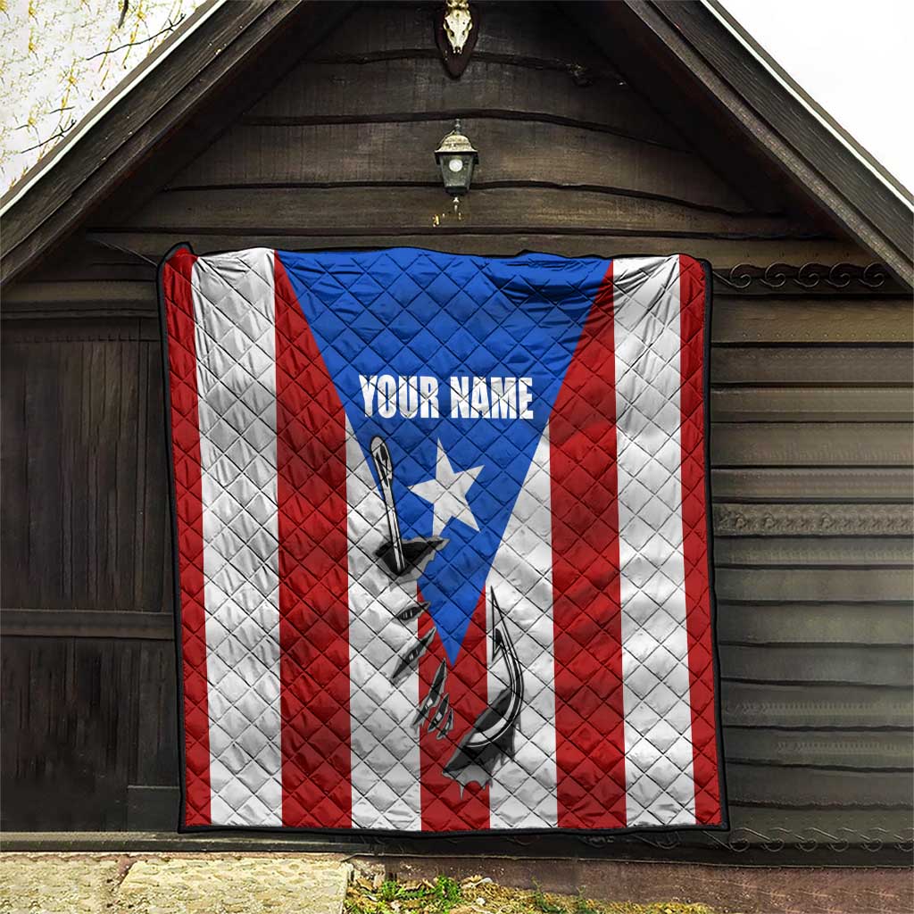Puerto Rico Fishing Quilt Fish Hook Flag PR Custom Name - Wonder Print Shop