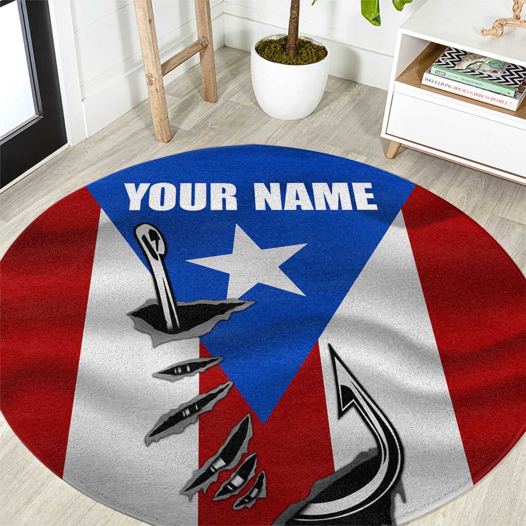 Puerto Rico Fishing Round Carpet Fish Hook Flag PR Custom Name - Wonder Print Shop