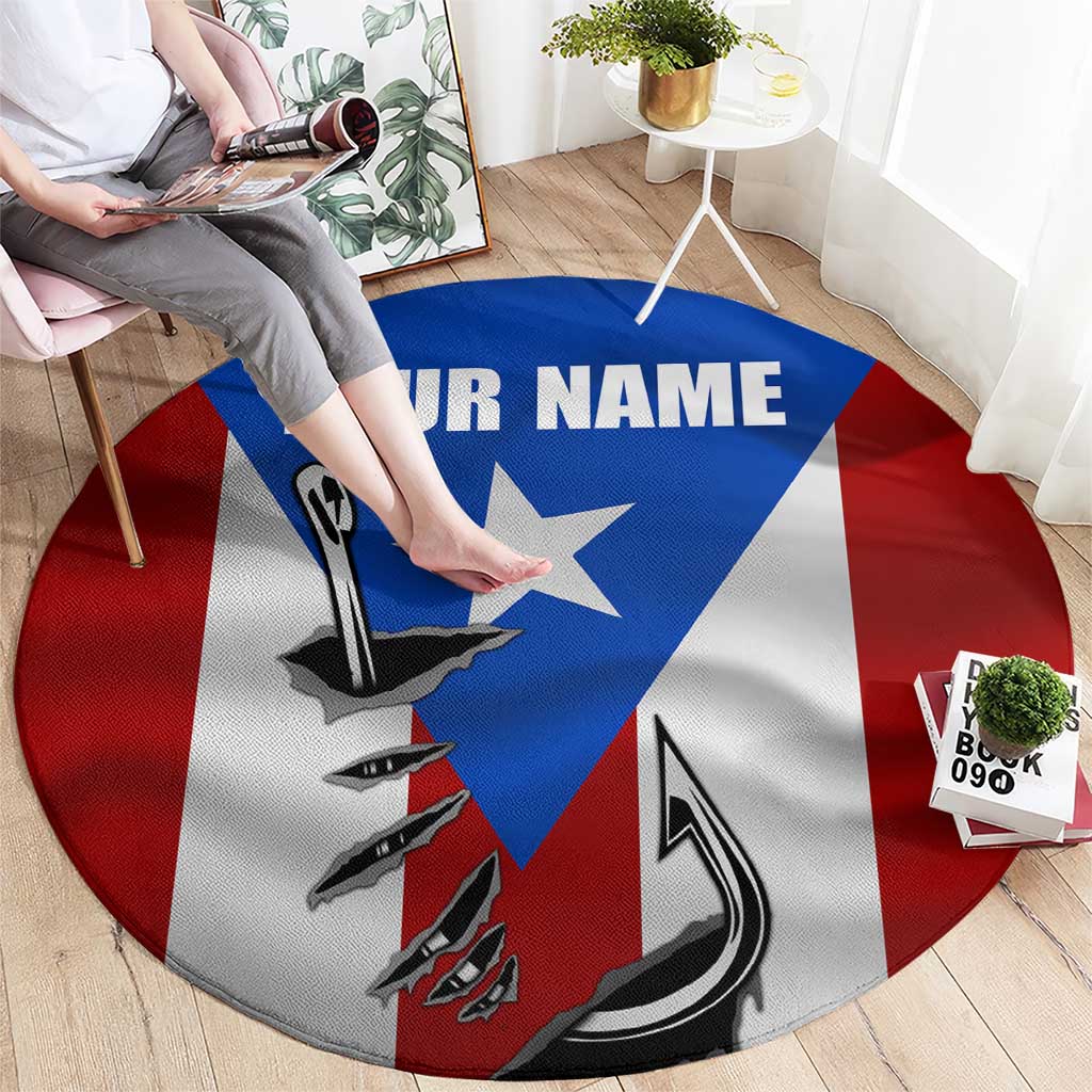 Puerto Rico Fishing Round Carpet Fish Hook Flag PR Custom Name - Wonder Print Shop