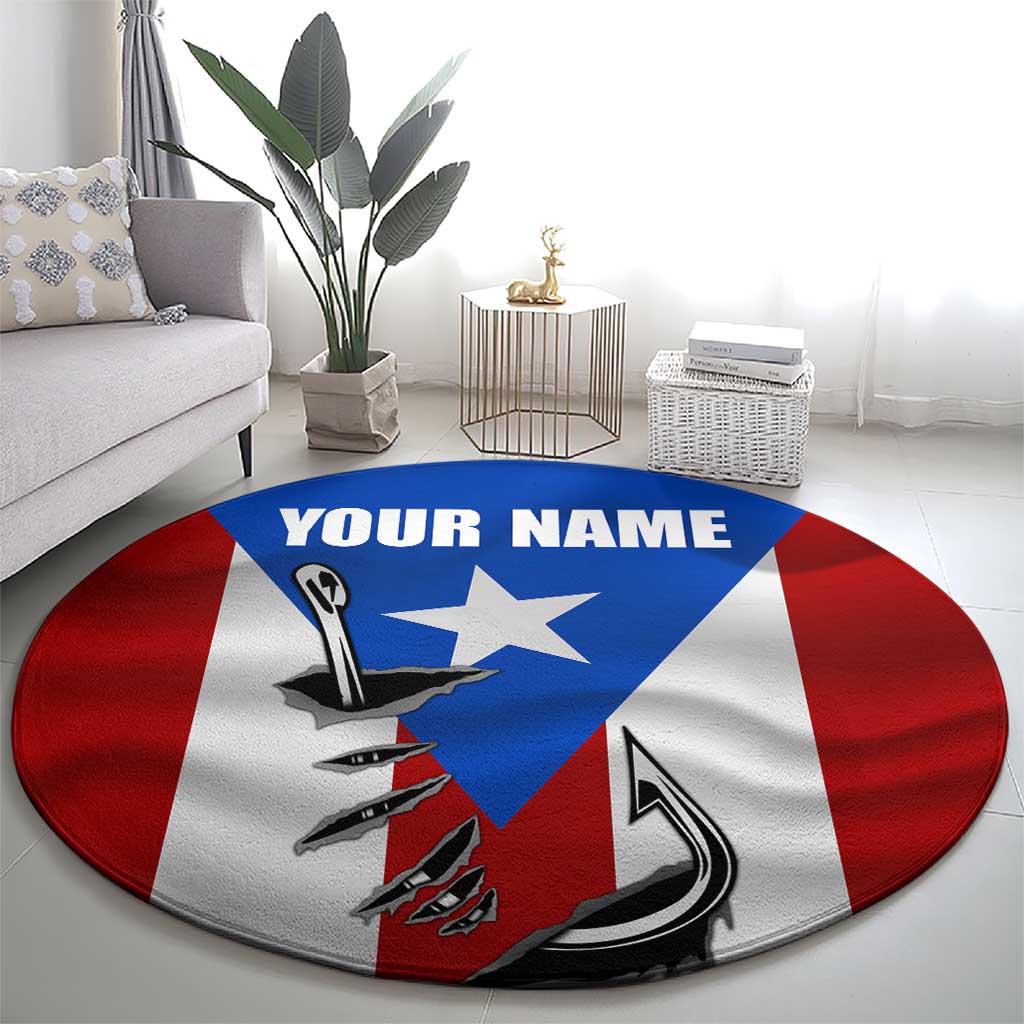 Puerto Rico Fishing Round Carpet Fish Hook Flag PR Custom Name - Wonder Print Shop