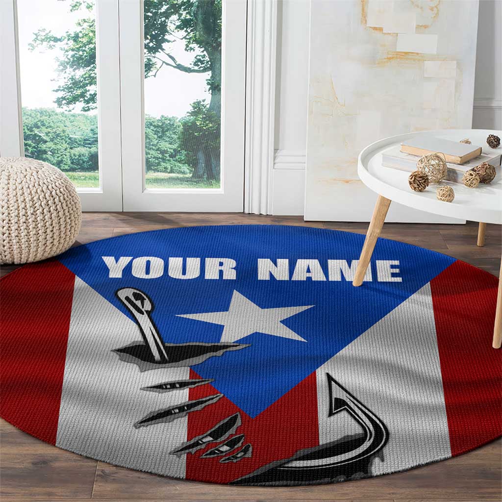 Puerto Rico Fishing Round Carpet Fish Hook Flag PR Custom Name - Wonder Print Shop