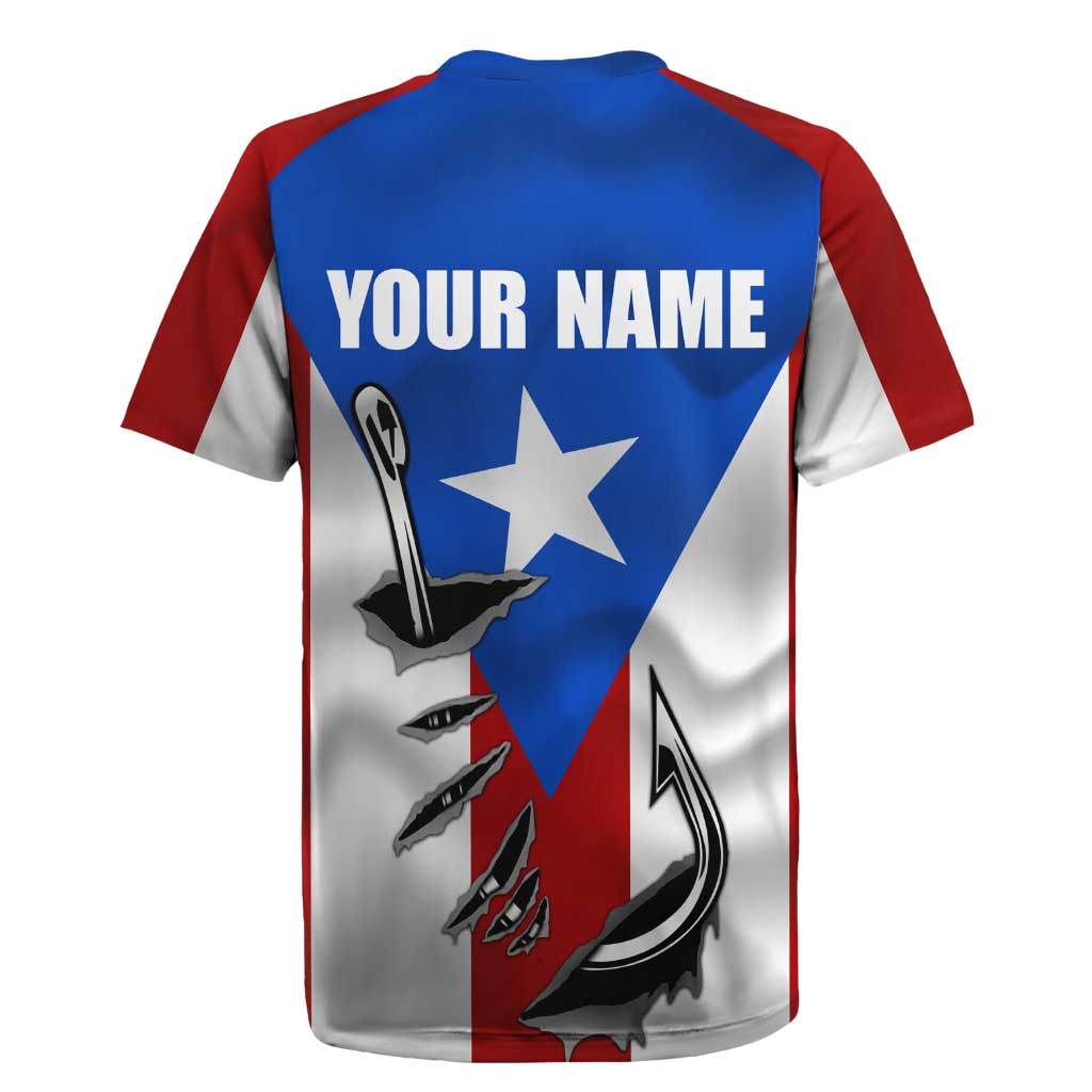 Puerto Rico Fishing Rugby Jersey Fish Hook Flag PR Custom Name - Wonder Print Shop