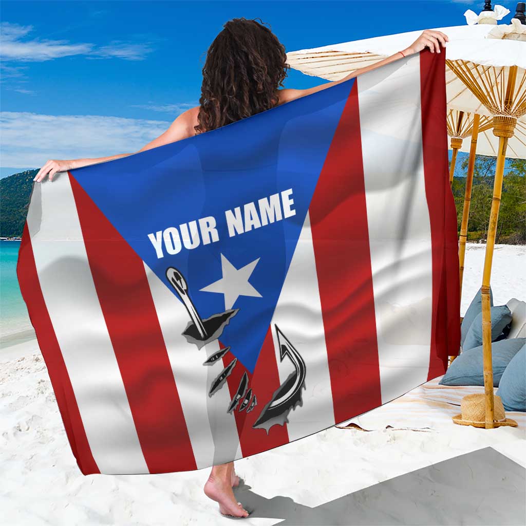 Puerto Rico Fishing Sarong Fish Hook Flag PR Custom Name - Wonder Print Shop