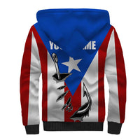 Puerto Rico Fishing Sherpa Hoodie Fish Hook Flag PR Custom Name - Wonder Print Shop