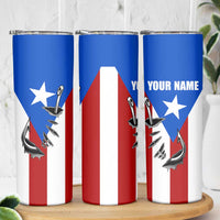 Puerto Rico Fishing Skinny Tumbler Fish Hook Flag PR Custom Name - Wonder Print Shop