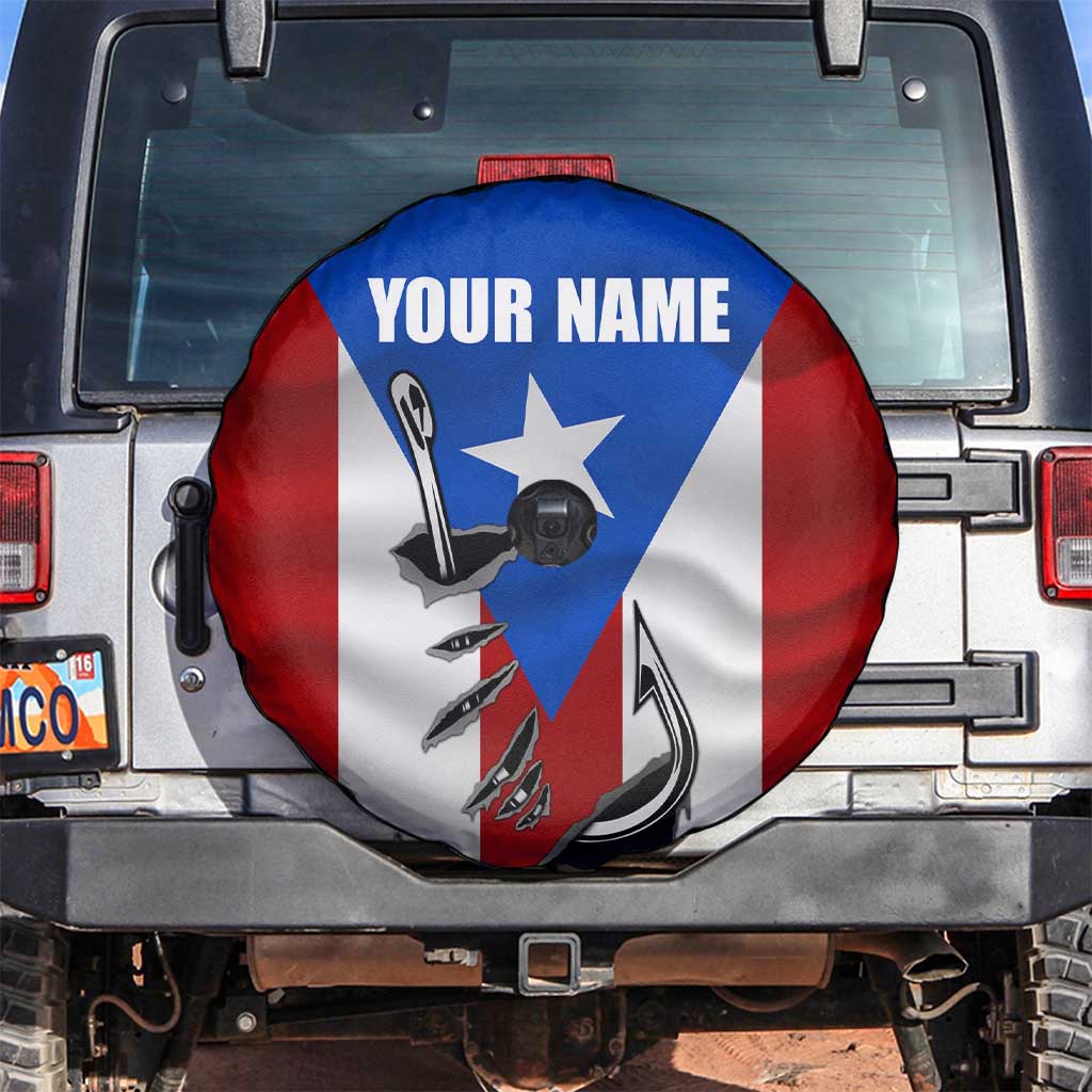 Puerto Rico Fishing Spare Tire Cover Fish Hook Flag PR Custom Name - Wonder Print Shop