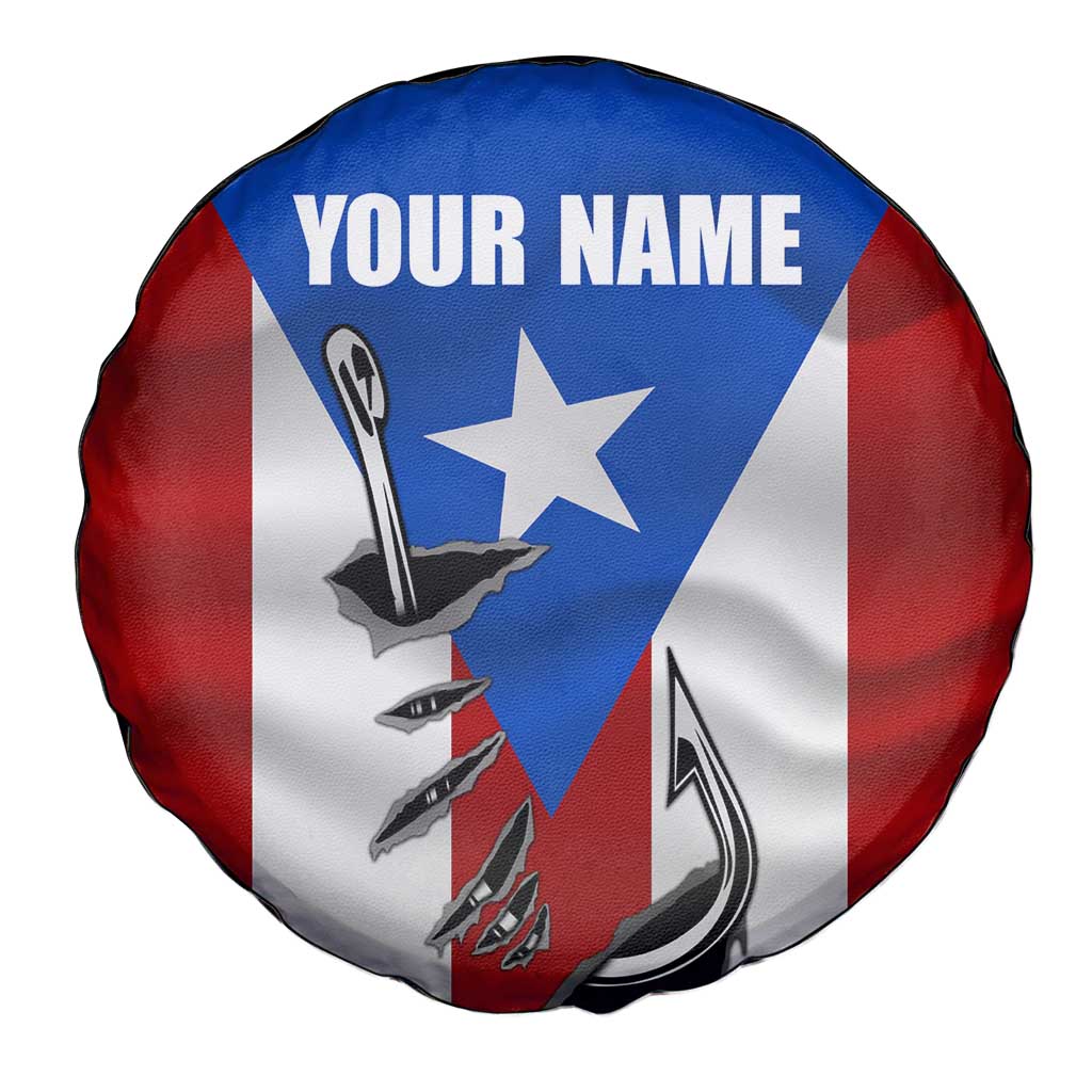 Puerto Rico Fishing Spare Tire Cover Fish Hook Flag PR Custom Name - Wonder Print Shop