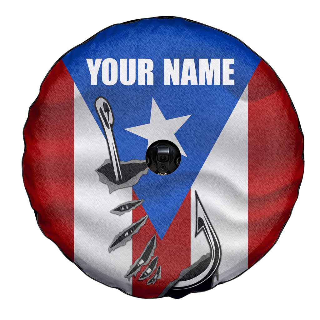 Puerto Rico Fishing Spare Tire Cover Fish Hook Flag PR Custom Name - Wonder Print Shop