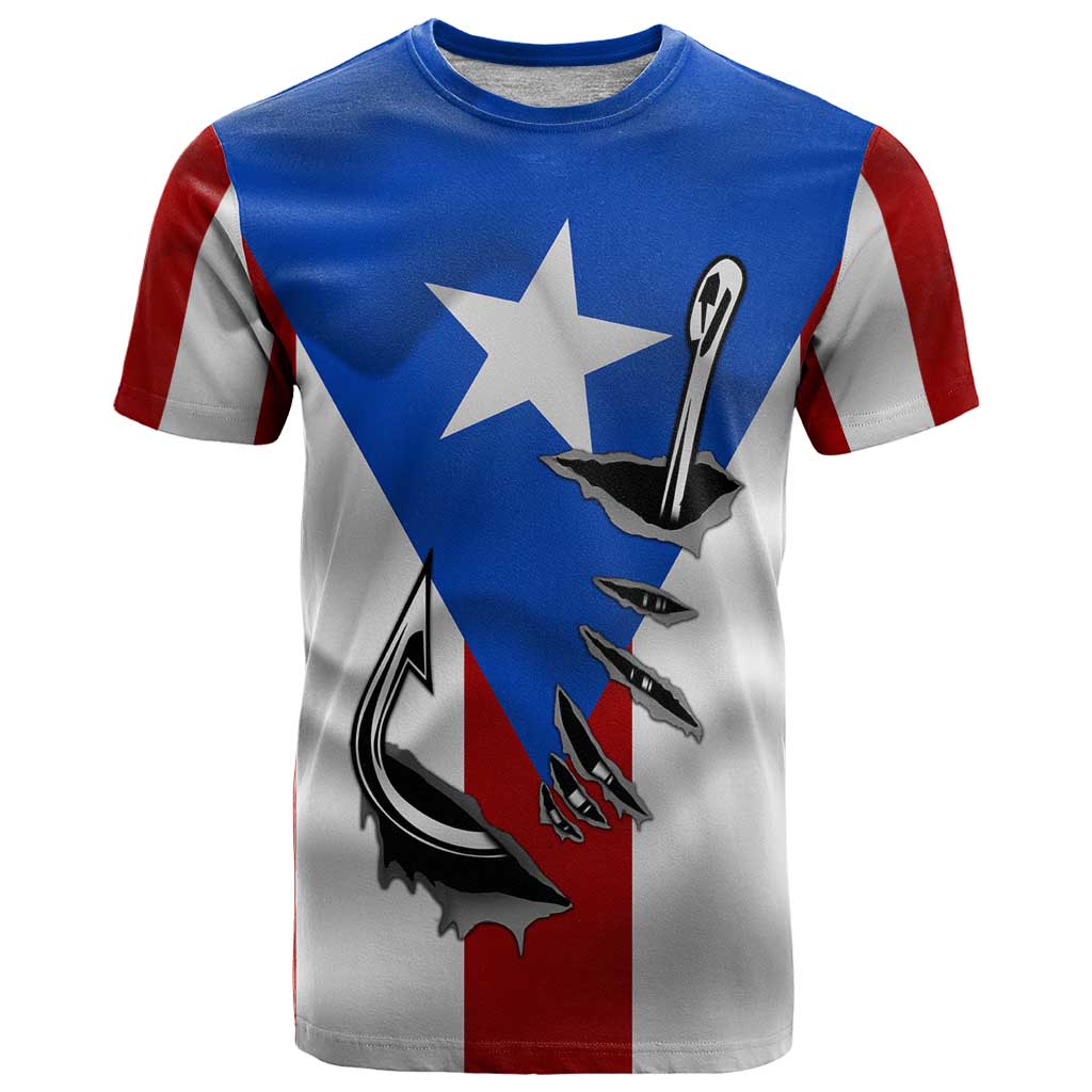Puerto Rico Fishing T Shirt Fish Hook Flag PR Custom Name - Wonder Print Shop