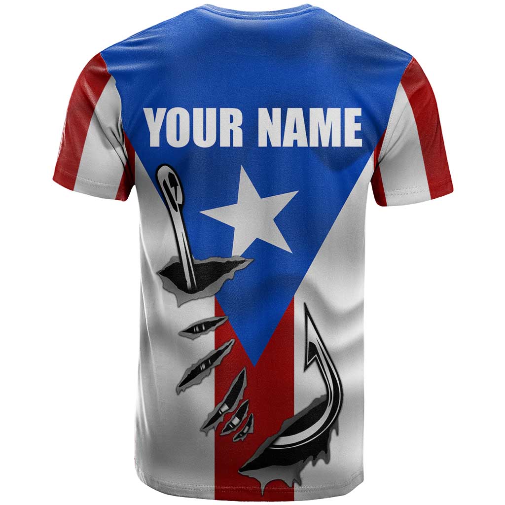 Puerto Rico Fishing T Shirt Fish Hook Flag PR Custom Name - Wonder Print Shop