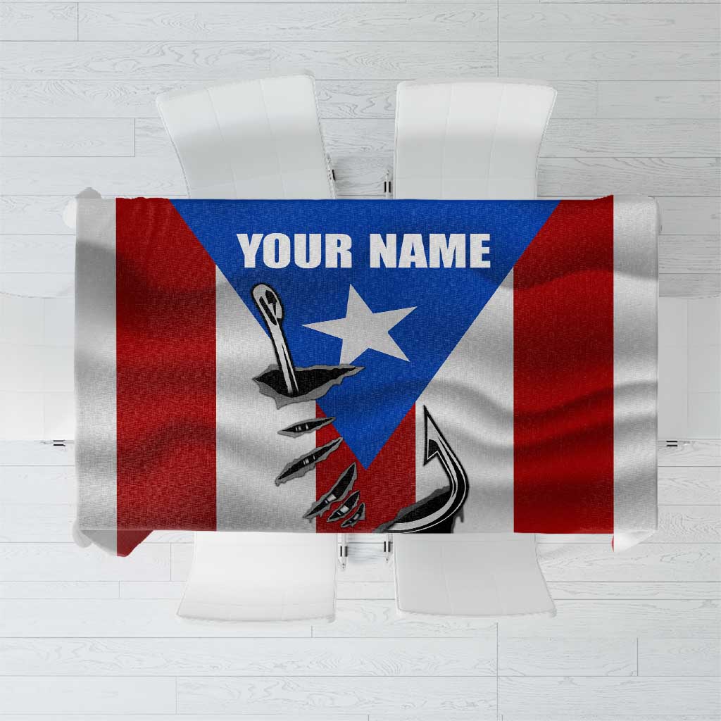 Puerto Rico Fishing Tablecloth Fish Hook Flag PR Custom Name - Wonder Print Shop