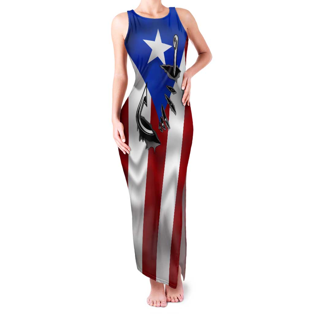Puerto Rico Fishing Tank Maxi Dress Fish Hook Flag PR Custom Name - Wonder Print Shop