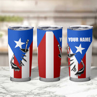 Puerto Rico Fishing Tumbler Cup Fish Hook Flag PR Custom Name - Wonder Print Shop