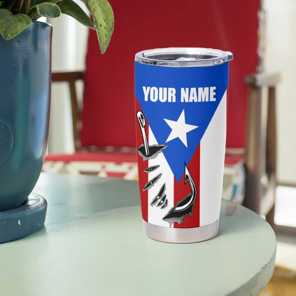 Puerto Rico Fishing Tumbler Cup Fish Hook Flag PR Custom Name - Wonder Print Shop