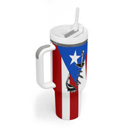 Puerto Rico Fishing Tumbler With Handle Fish Hook Flag PR Custom Name - Wonder Print Shop